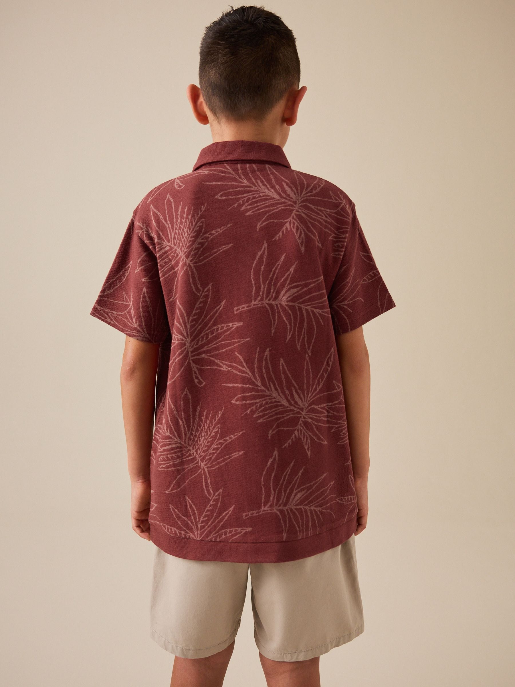 Dsiney Kidz - Rust Red Button Through Short Sleeve Jersey Shirt (3-16yrs) image 4