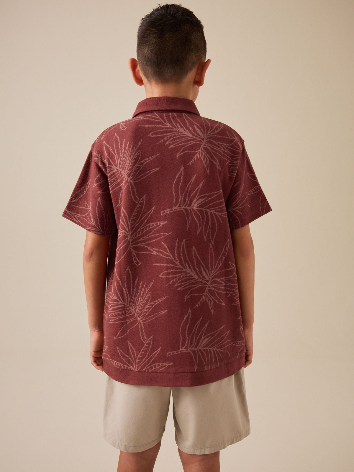 Dsiney Kidz - Rust Red Button Through Short Sleeve Jersey Shirt (3-16yrs) image 4