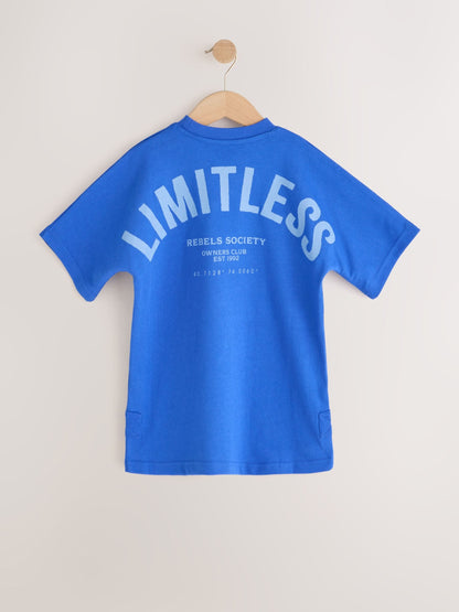 Dsiney Kidz - Cobalt Blue Texture Short Sleeve Graphic T-Shirt (3-16yrs) image 6