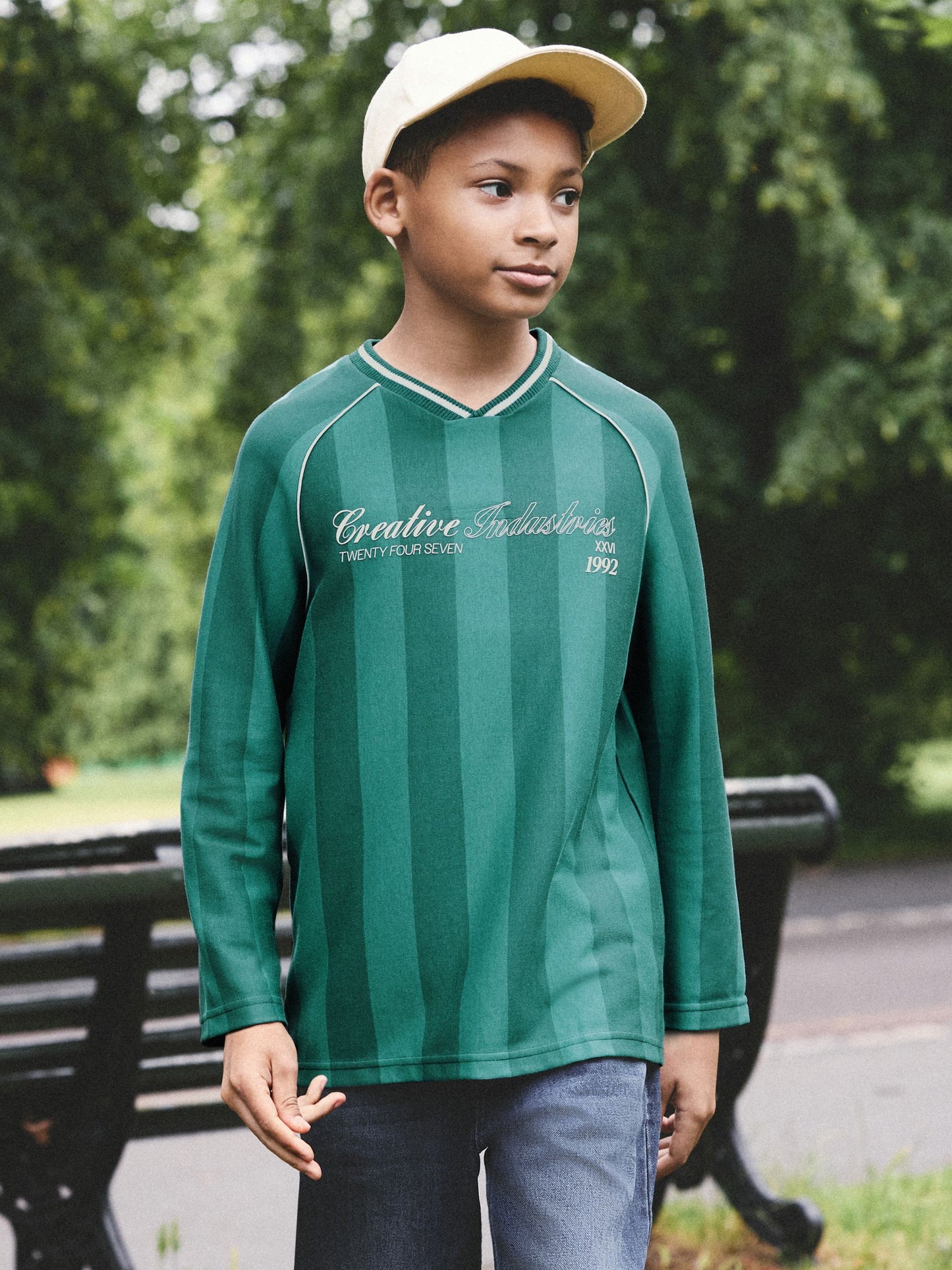 Dsiney Kidz - Blue/Teal Varsity Relaxed Fit Graphic Long Sleeve Cotton T-Shirt (3-16yrs) image 1