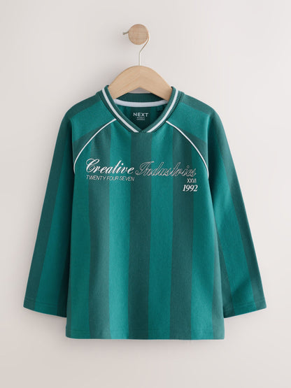 Dsiney Kidz - Blue/Teal Varsity Long Sleeve Heavyweight Varsity T-Shirt (3-16yrs) image 5