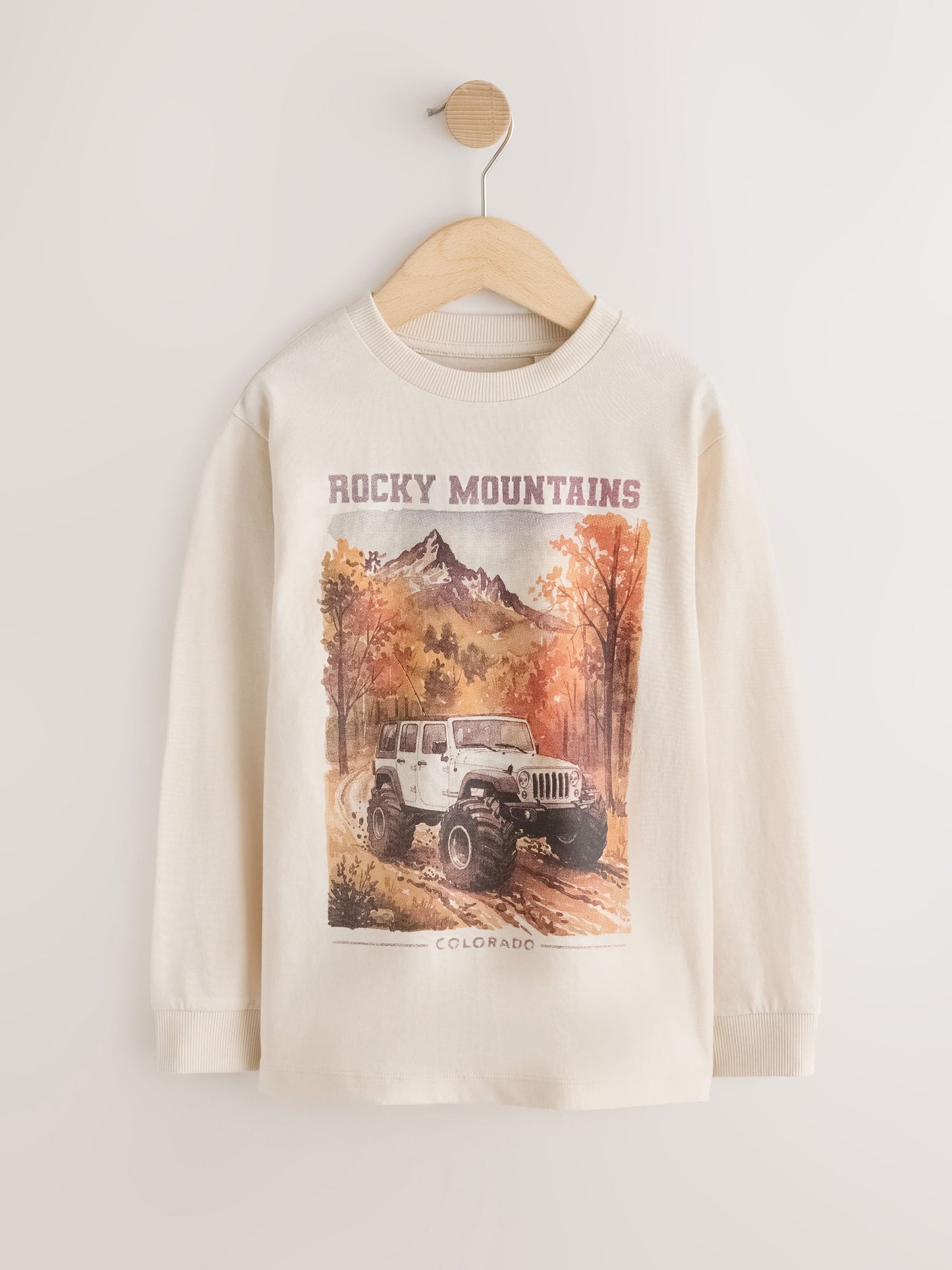 Dsiney Kidz - Ecru White Truck Regular Fit Long Sleeve Graphic Print T-Shirt (3-16yrs) image 1