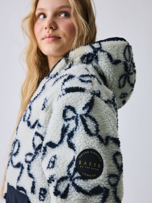 Baker by Ted Baker Ivory Bow Borg Hooded Fleece image 2