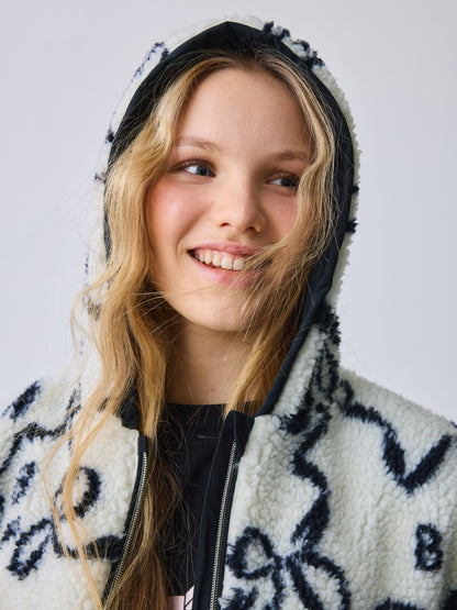 Baker by Ted Baker Ivory Bow Borg Hooded Fleece image 4