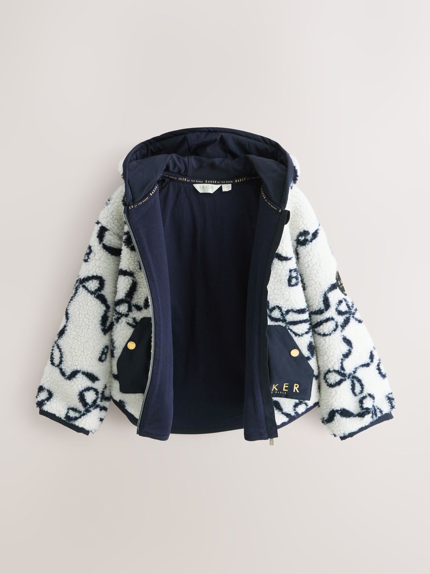 Baker by Ted Baker Ivory Bow Borg Hooded Fleece image 7