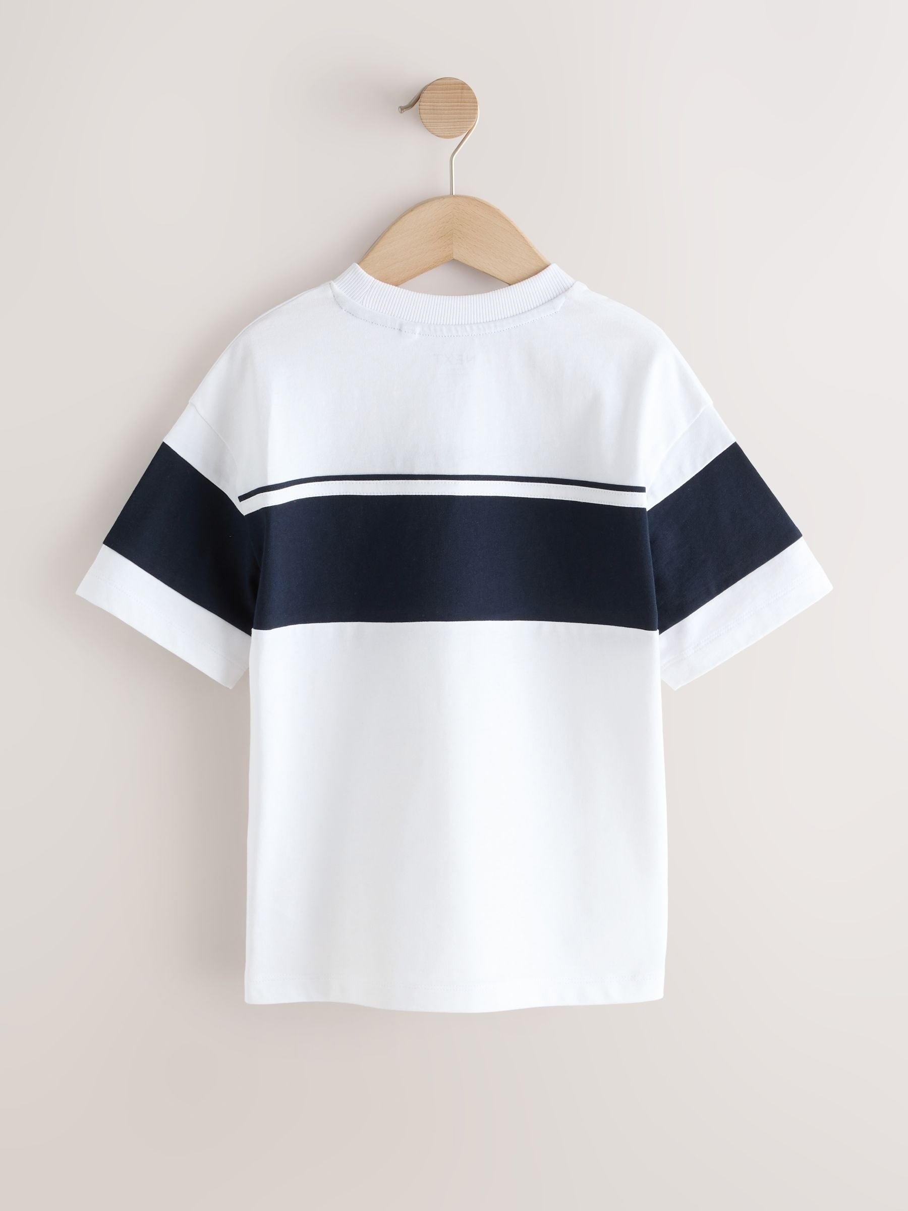 Dsiney Kidz - White/Navy Colourblock Short Sleeve T-Shirt (3-16yrs) image 2