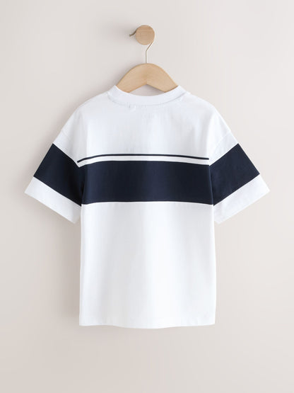 Dsiney Kidz - White/Navy Colourblock Short Sleeve T-Shirt (3-16yrs) image 2