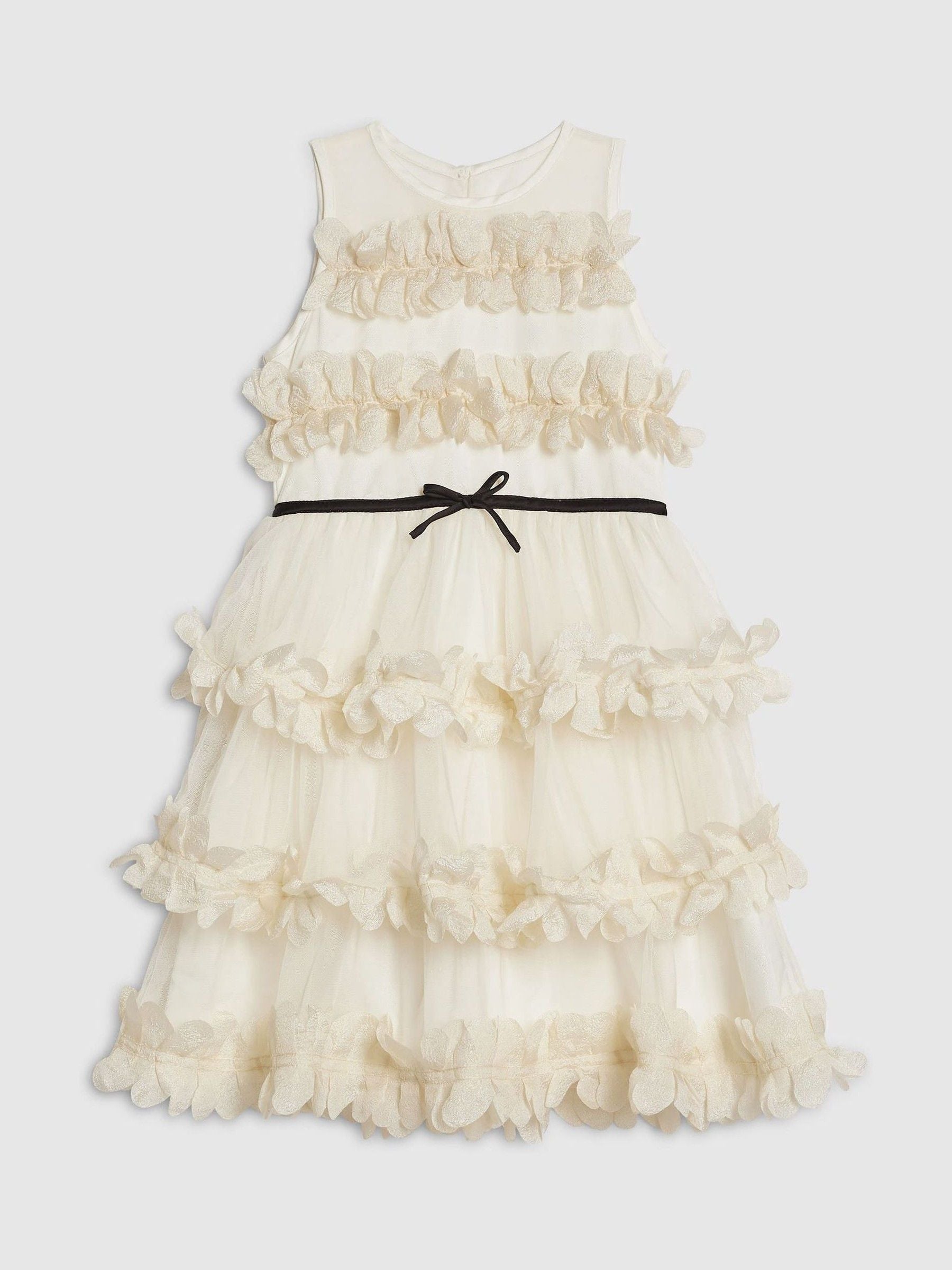 River Island Cream Flower Tulle Tiered Dress image 1