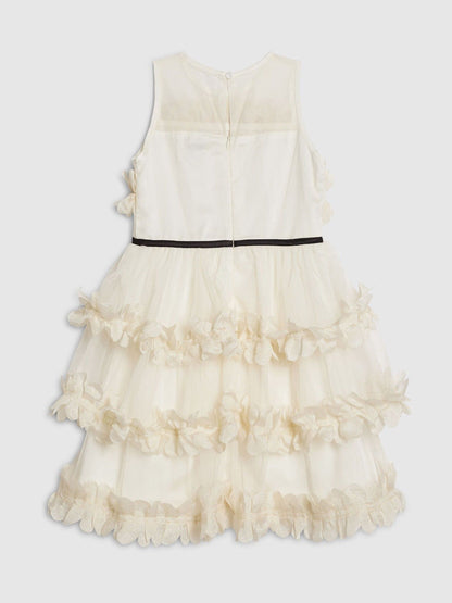 River Island Cream Flower Tulle Tiered Dress image 2