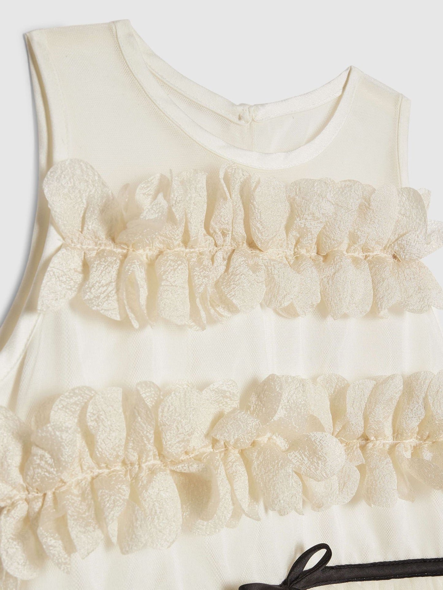 River Island Cream Flower Tulle Tiered Dress image 3