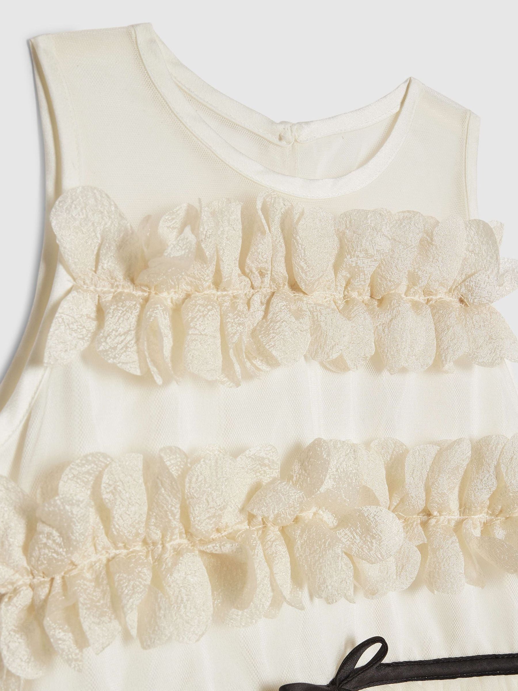 River Island Cream Flower Tulle Tiered Dress image 3