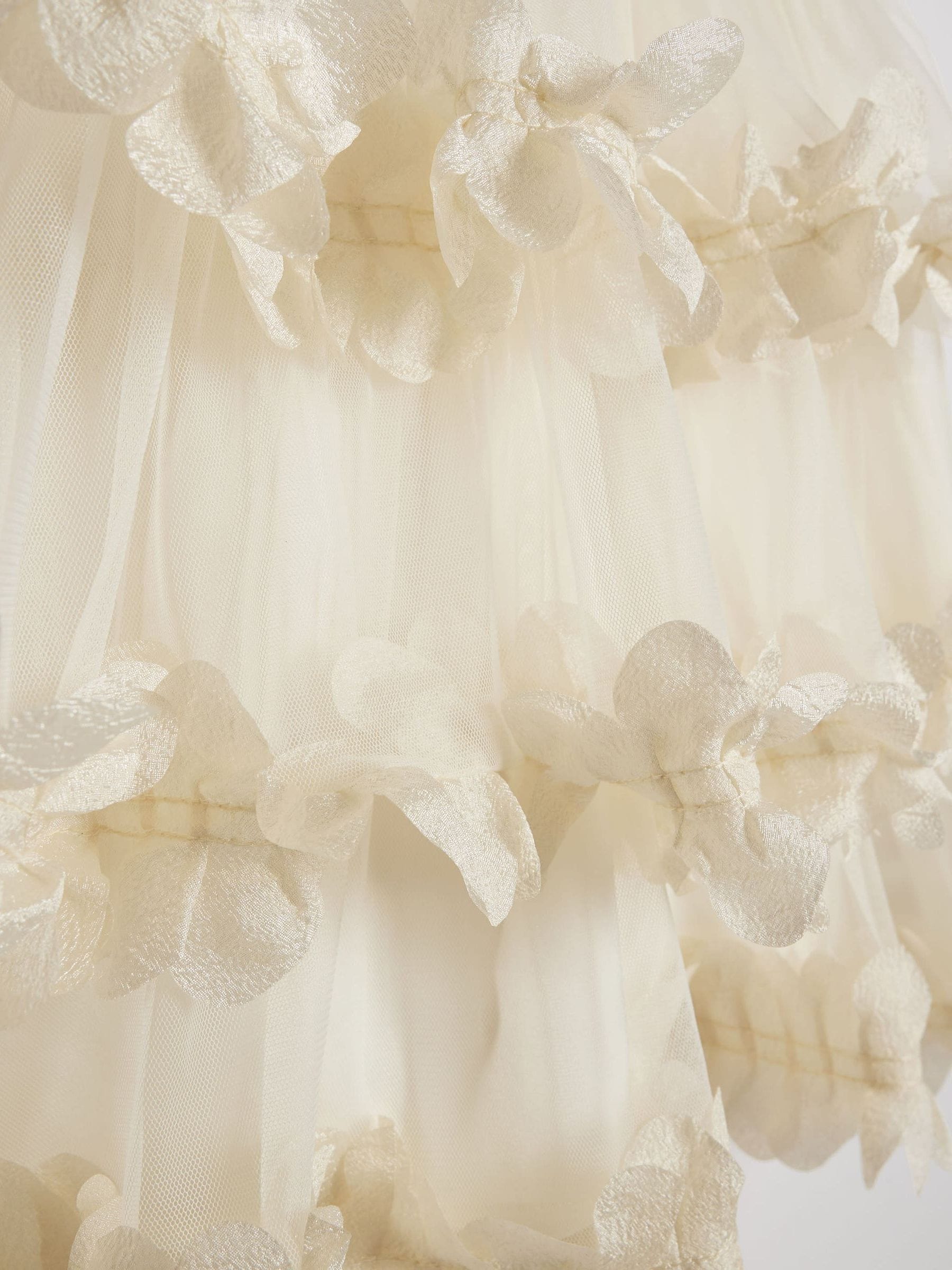 River Island Cream Flower Tulle Tiered Dress image 4