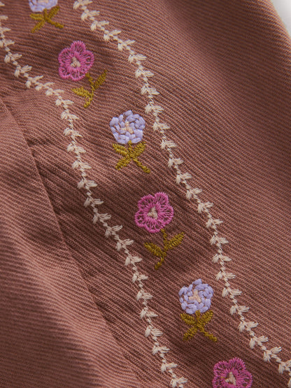 Chocolate Brown Embroidered Pullon Trousers (3mths-7yrs) image 4
