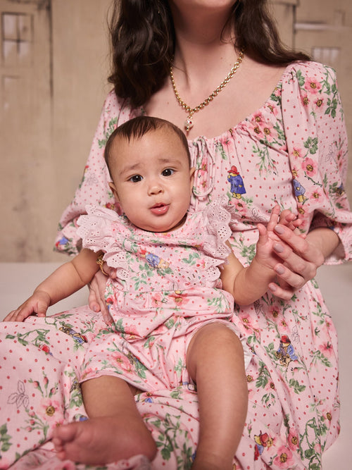 Pink Floral Cath Kidston Paddington Bear Baby Romper image 1
