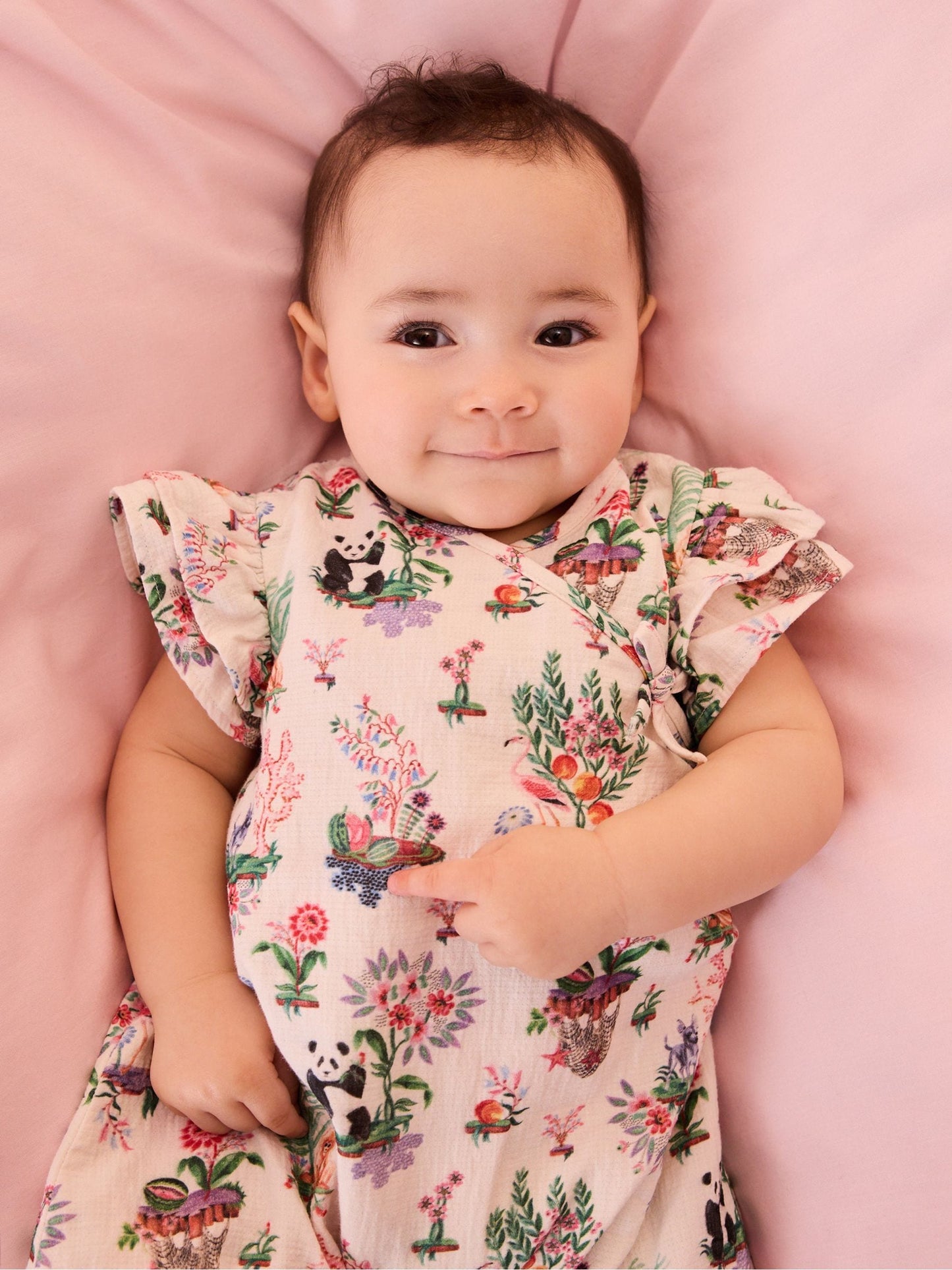 Cream Character Cath Kidston Wrap Over Baby Romper image 2