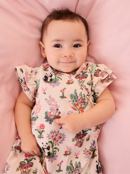 Cream Character Cath Kidston Wrap Over Baby Romper image 2