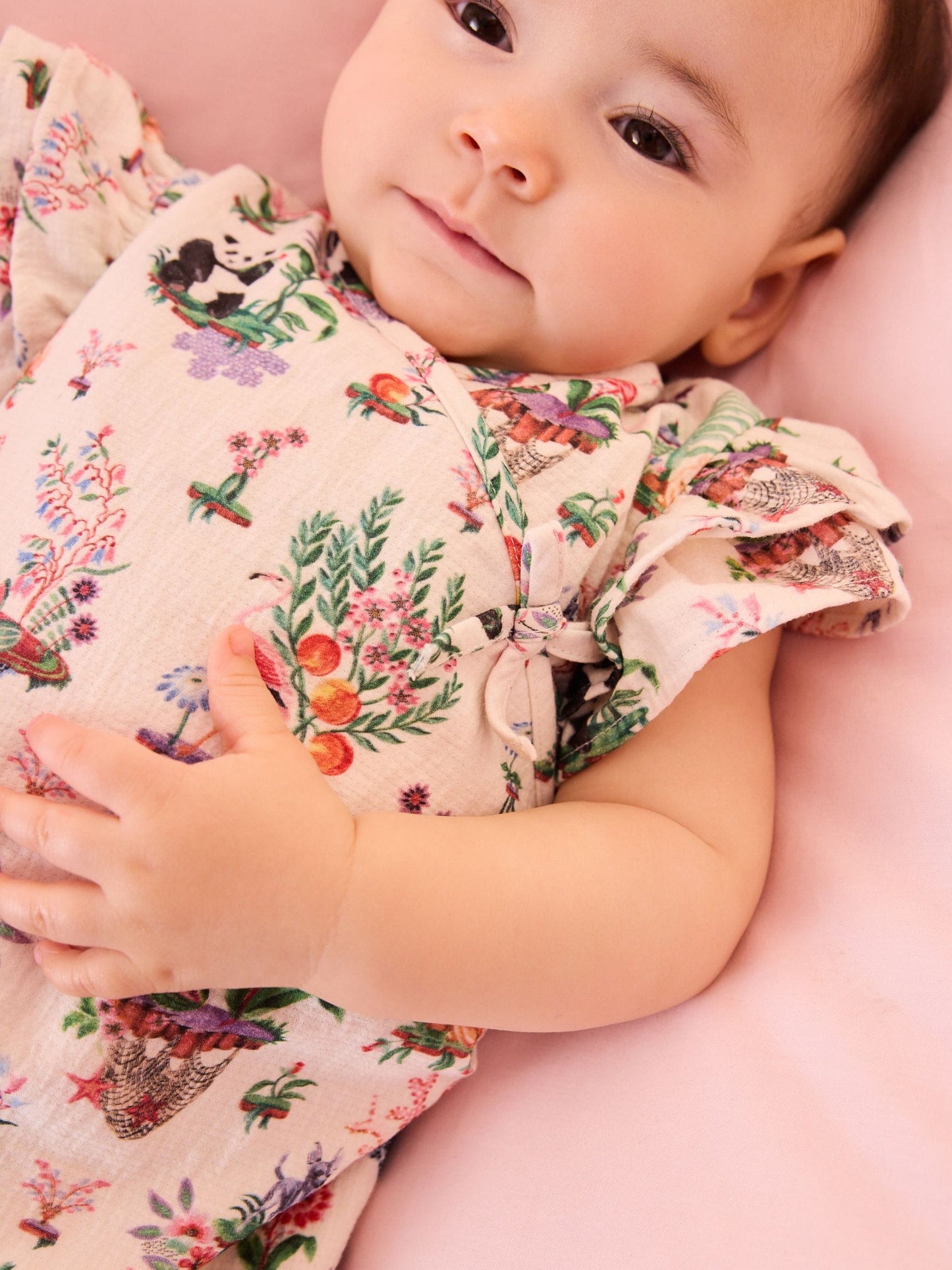 Cream Character Cath Kidston Wrap Over Baby Romper image 4