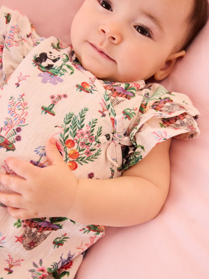 Cream Character Cath Kidston Wrap Over Baby Romper image 4