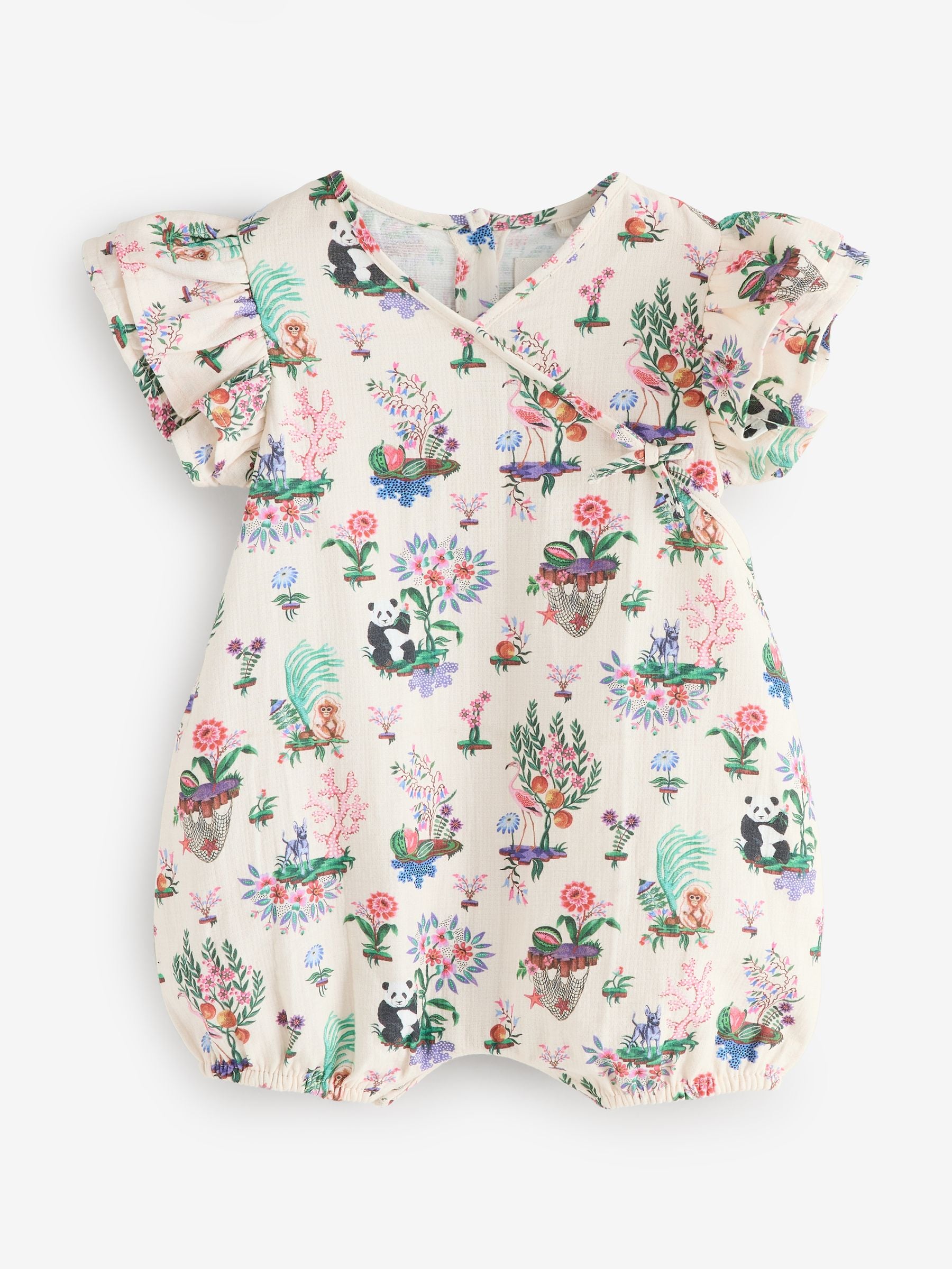 Cream Character Cath Kidston Wrap Over Baby Romper image 5