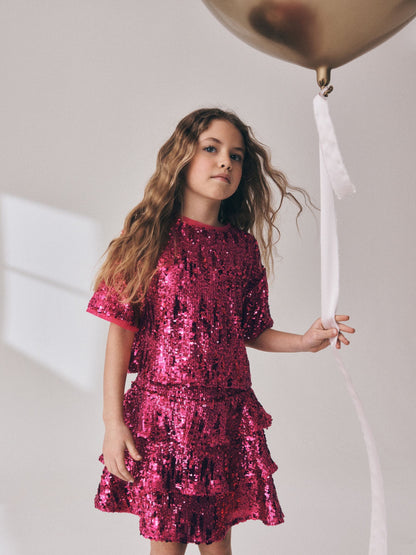 Dsiney Kidz - Pink Sequin Top and Rara Skirt Set (3-16yrs) image 1