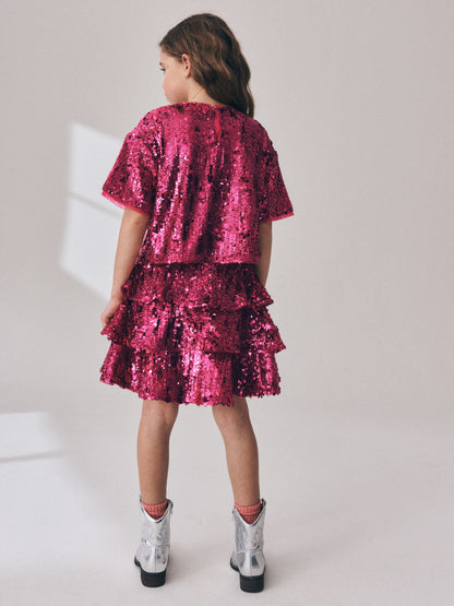 Dsiney Kidz - Pink Sequin Top and Rara Skirt Set (3-16yrs) image 3