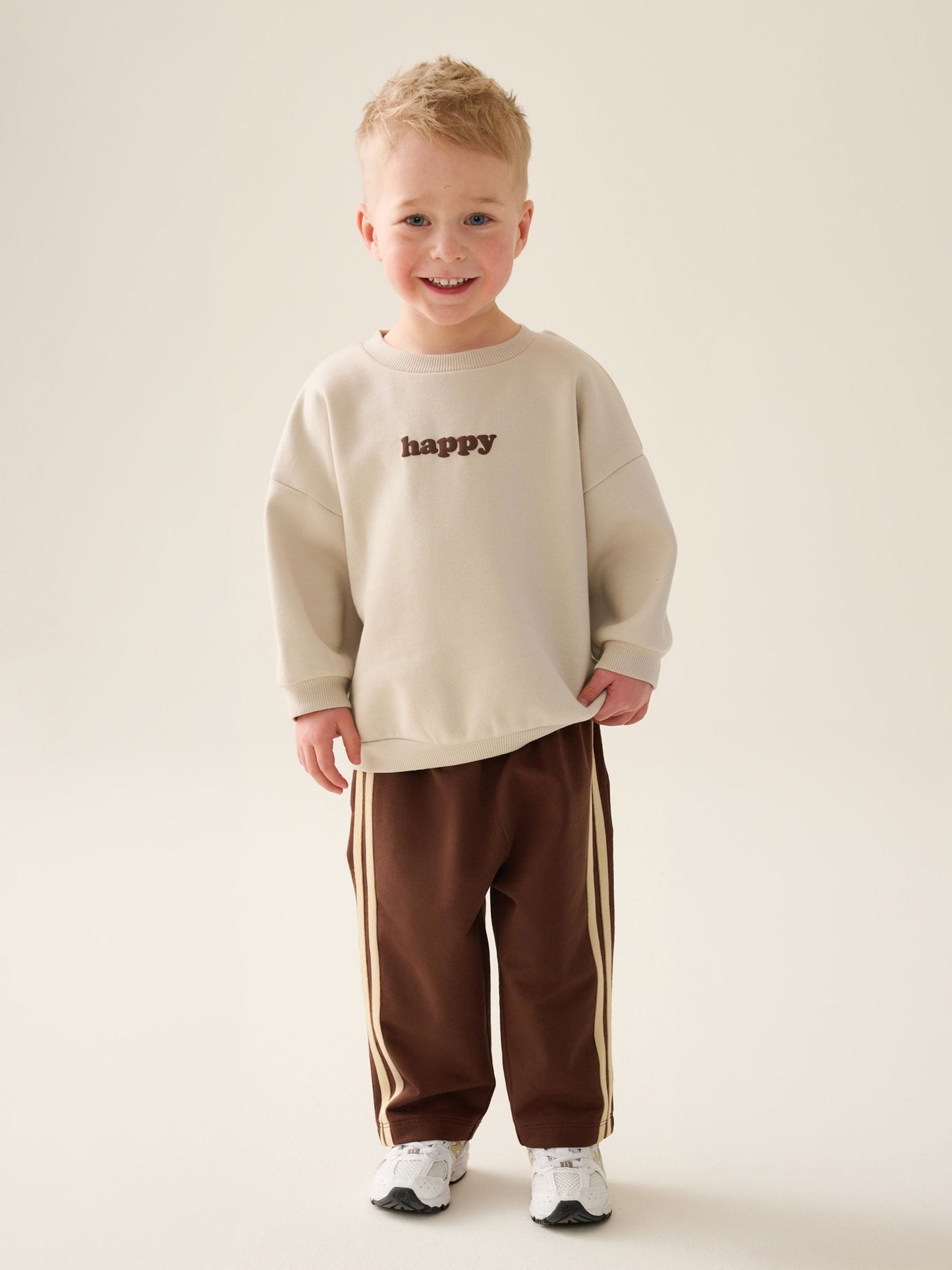 Dsiney Kidz - Ecru/Choc Crew Neck Joggers Set (3mths-7yrs) image 1