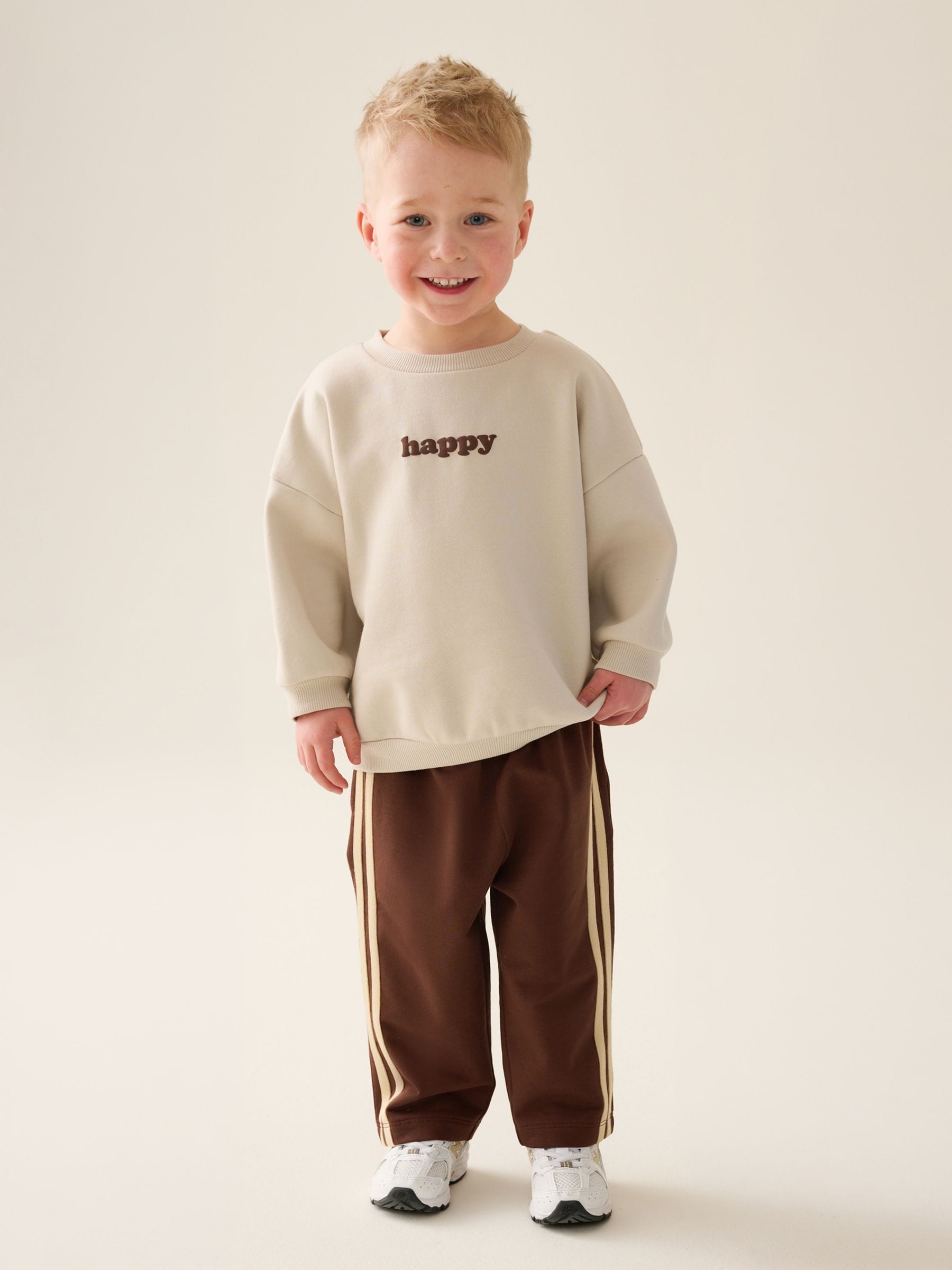 Dsiney Kidz - Ecru/Choc Crew Neck Joggers Set (3mths-7yrs) image 1