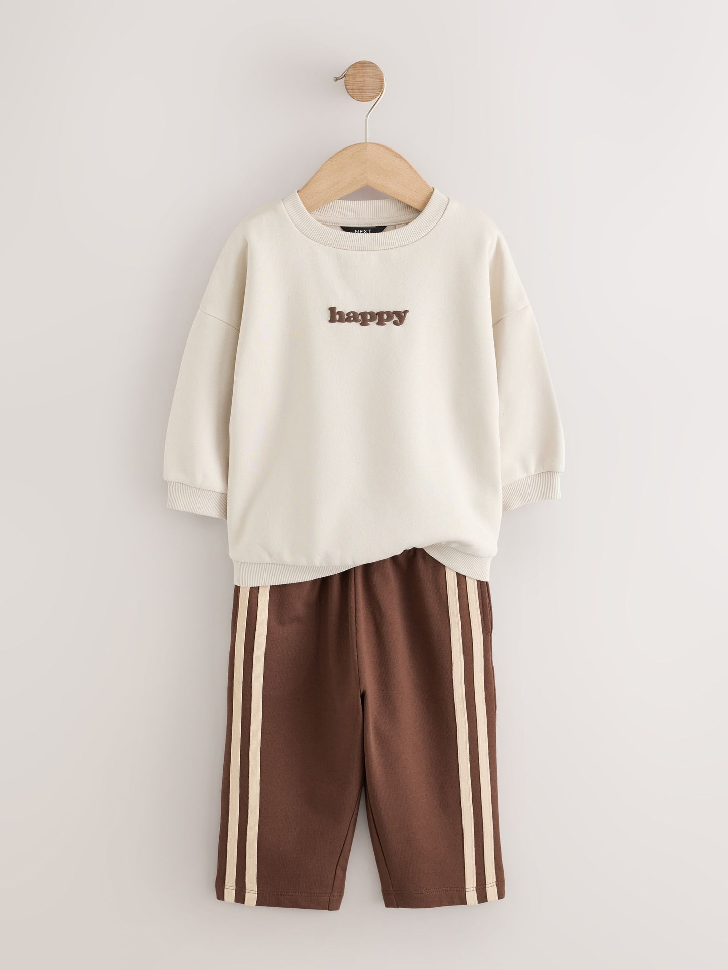 Dsiney Kidz - Ecru/Choc Crew Neck Joggers Set (3mths-7yrs) image 3