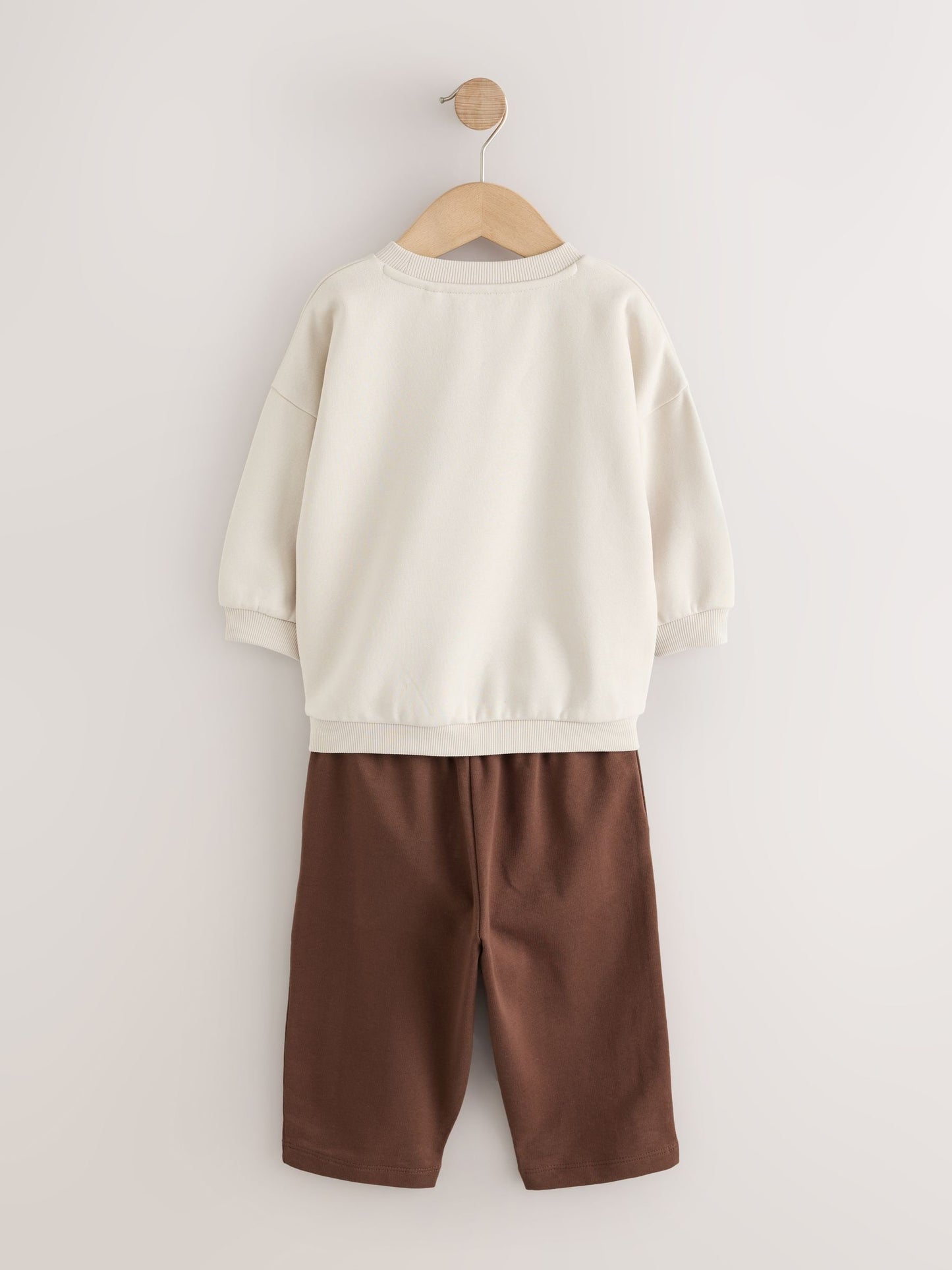 Dsiney Kidz - Ecru/Choc Crew Neck Joggers Set (3mths-7yrs) image 4