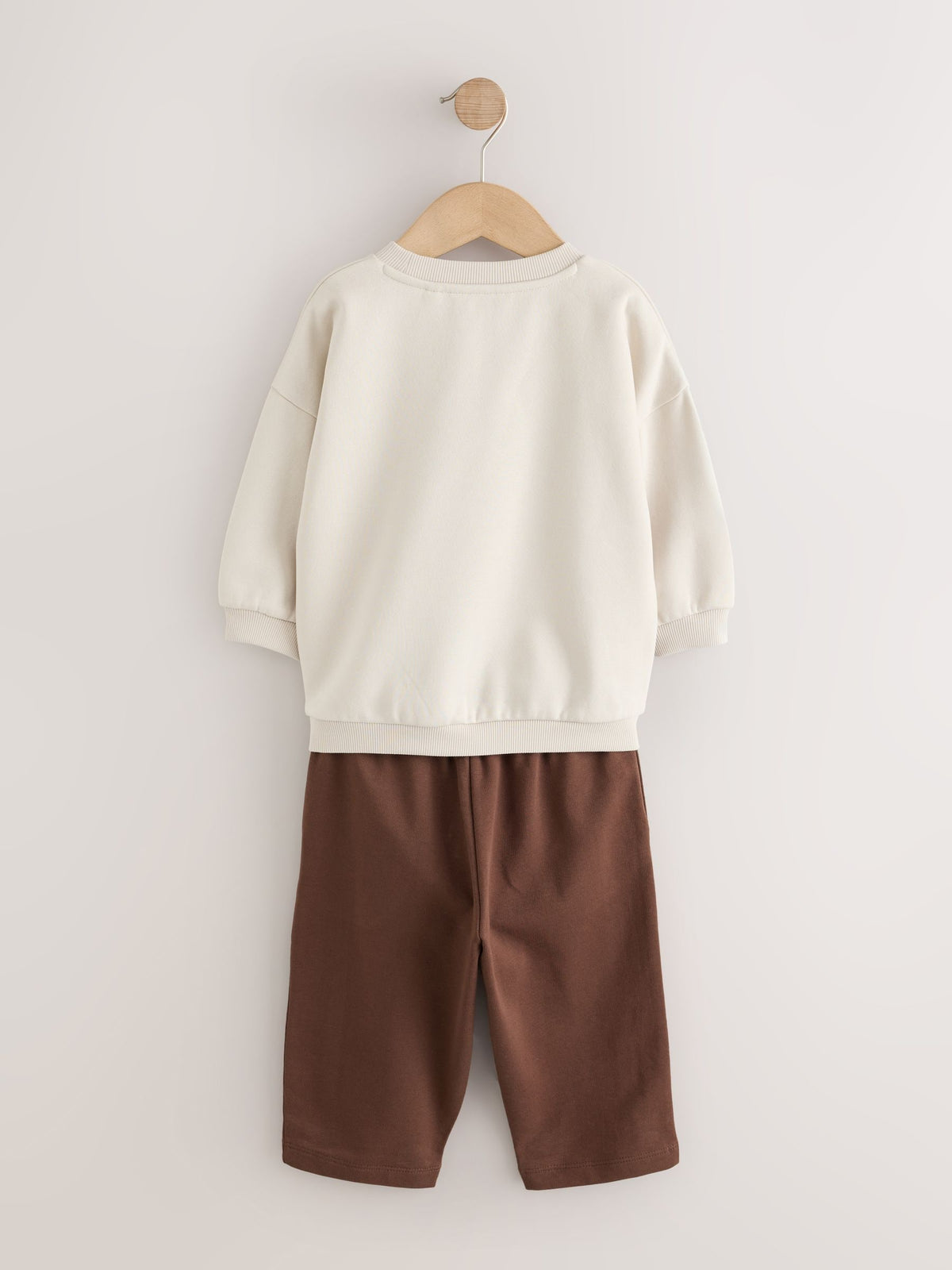 Dsiney Kidz - Ecru/Choc Crew Neck Joggers Set (3mths-7yrs) image 4