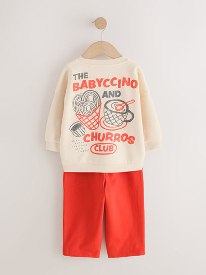 Dsiney Kidz - Red/Ecru Crew Neck Joggers Set (3mths-7yrs) image 7