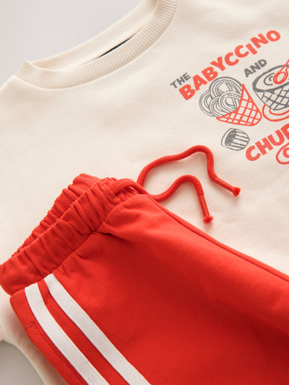 Dsiney Kidz - Red/Ecru Crew Neck Joggers Set (3mths-7yrs) image 8