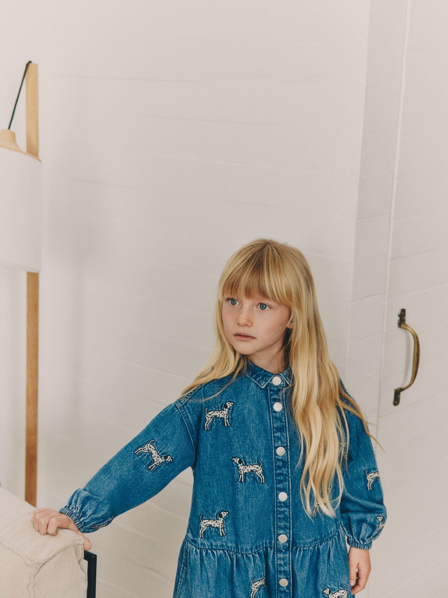 Dsiney Kidz - Blue Tiered Denim Dog Embroidered Dress (3-16yrs) image 2