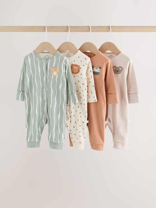 Neutral Safari Baby Sleepsuits 4 Pack (0mths-3yrs) image 1