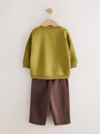 Dsiney Kidz - Olive Green Crew Neck Joggers Set (3mths-7yrs) image 8