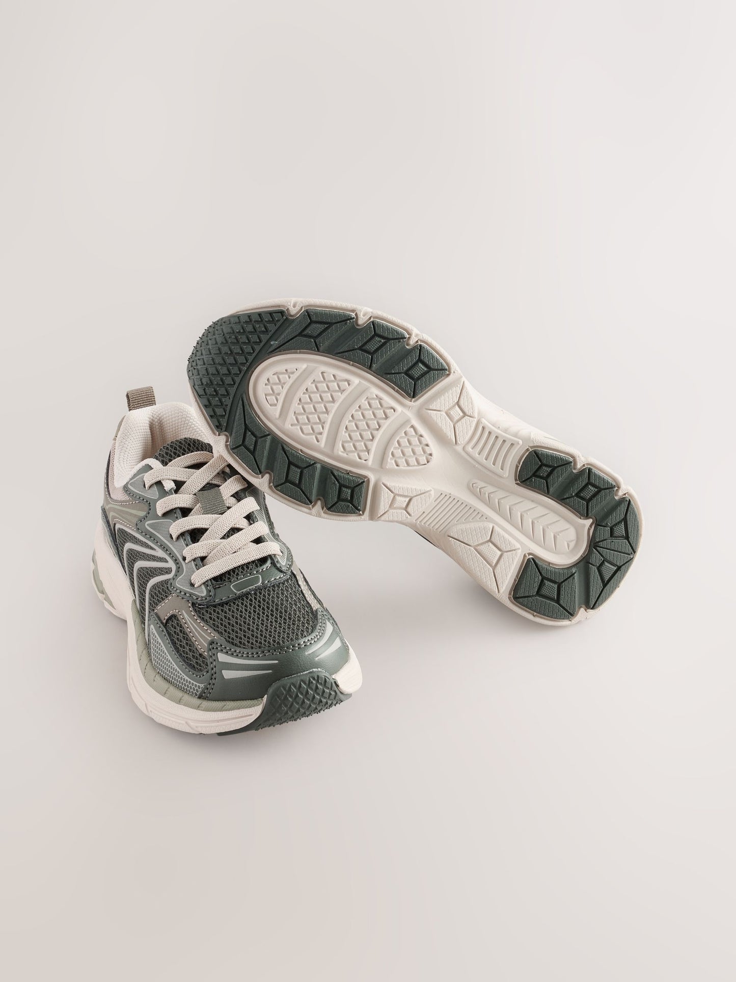 Khaki Green Standard Fit (F) Elastic Lace Trainers image 3