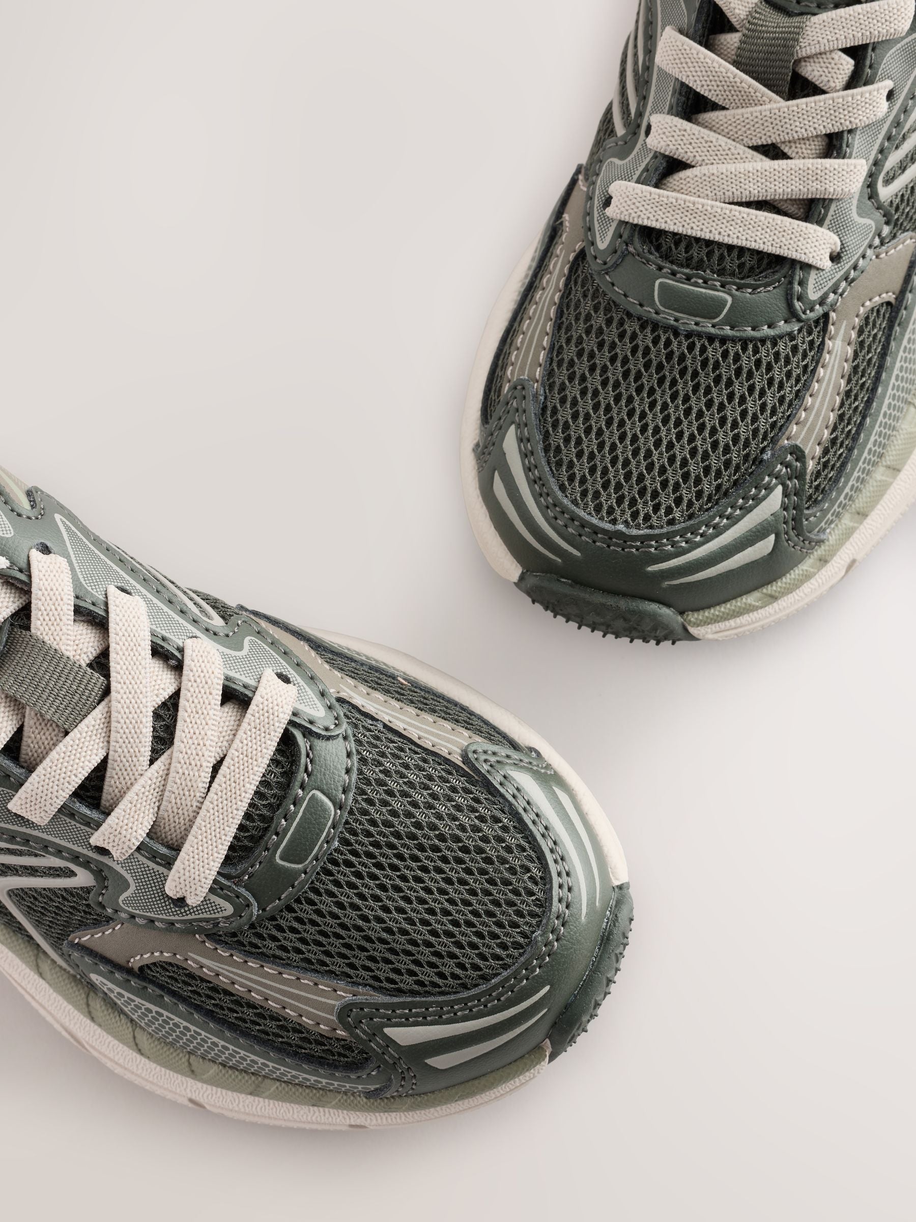 Khaki Green Standard Fit (F) Elastic Lace Trainers image 5