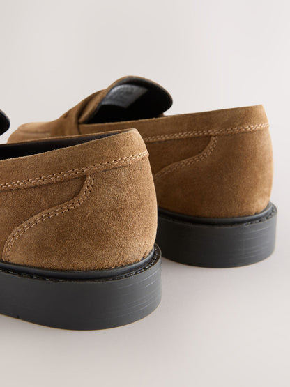 Tan Brown Suede Standard Fit (F) Smart Loafers image 4
