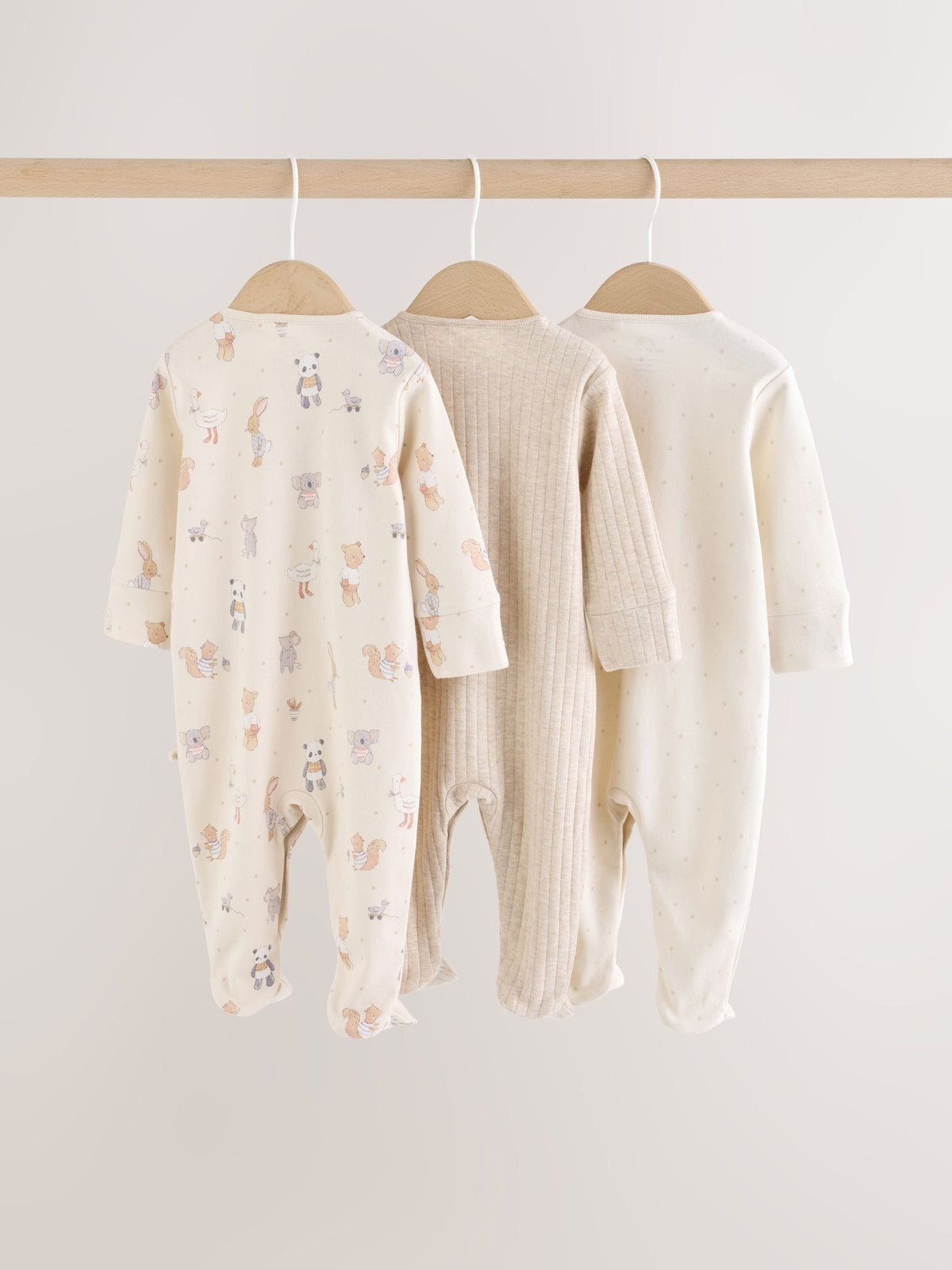 Neutral Animal Baby Sleepsuits 3 Pack (0-2yrs) image 5