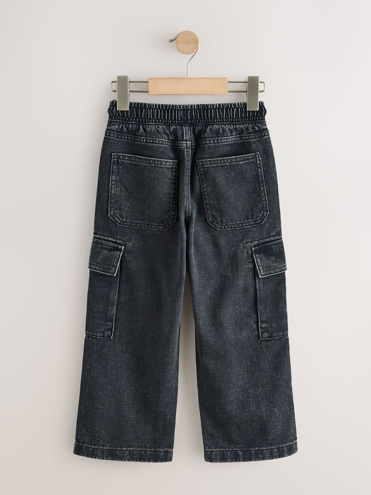 Dark Grey Denim Wide Fit Pull On Cargo Trousers (3-16yrs) - image 6
