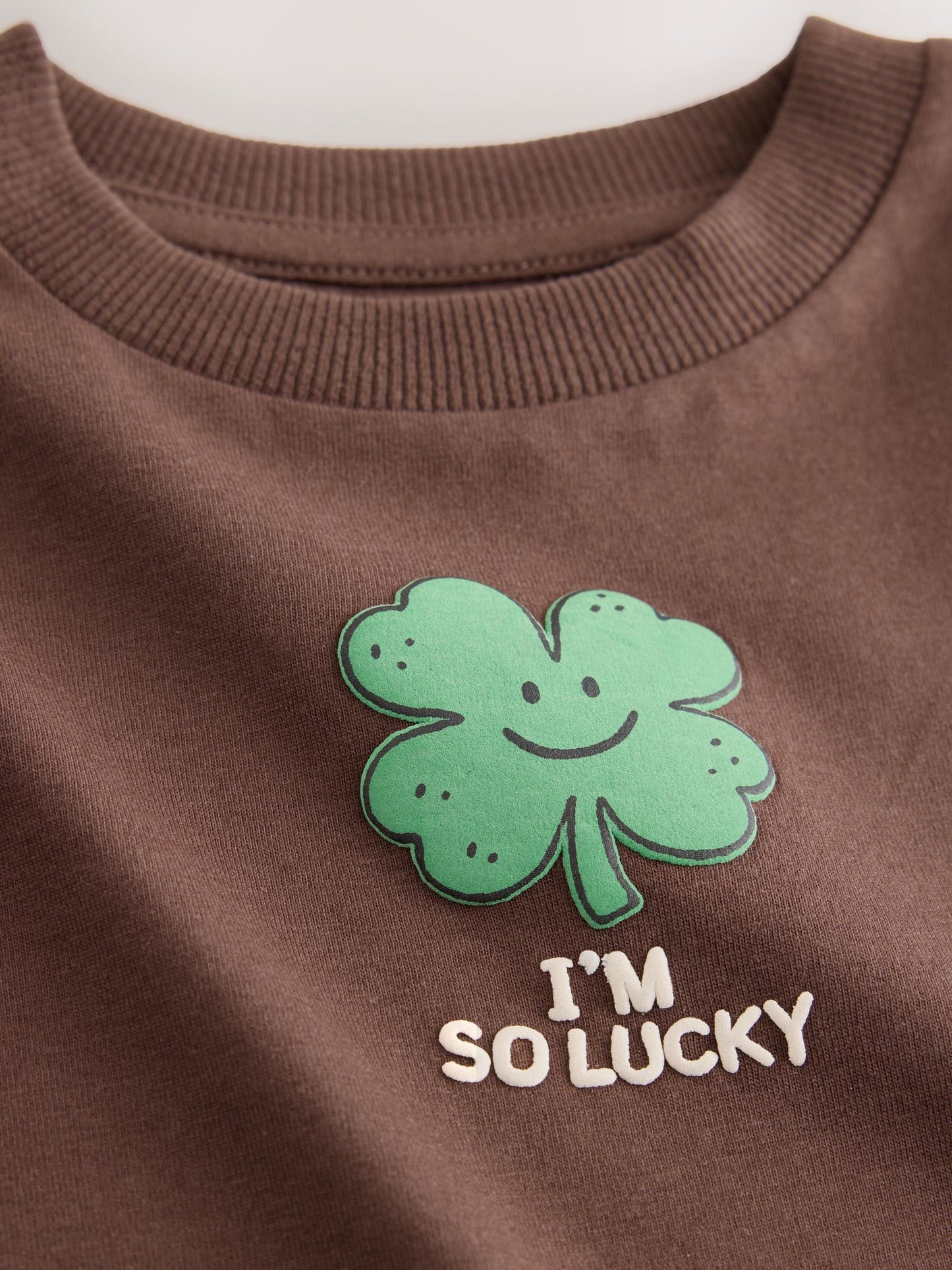Dsiney Kidz - Brown I'm So Lucky Four Leaf Clover Long Sleeve Small Graphic Printed T-Shirt (3mths-7yrs) image 7