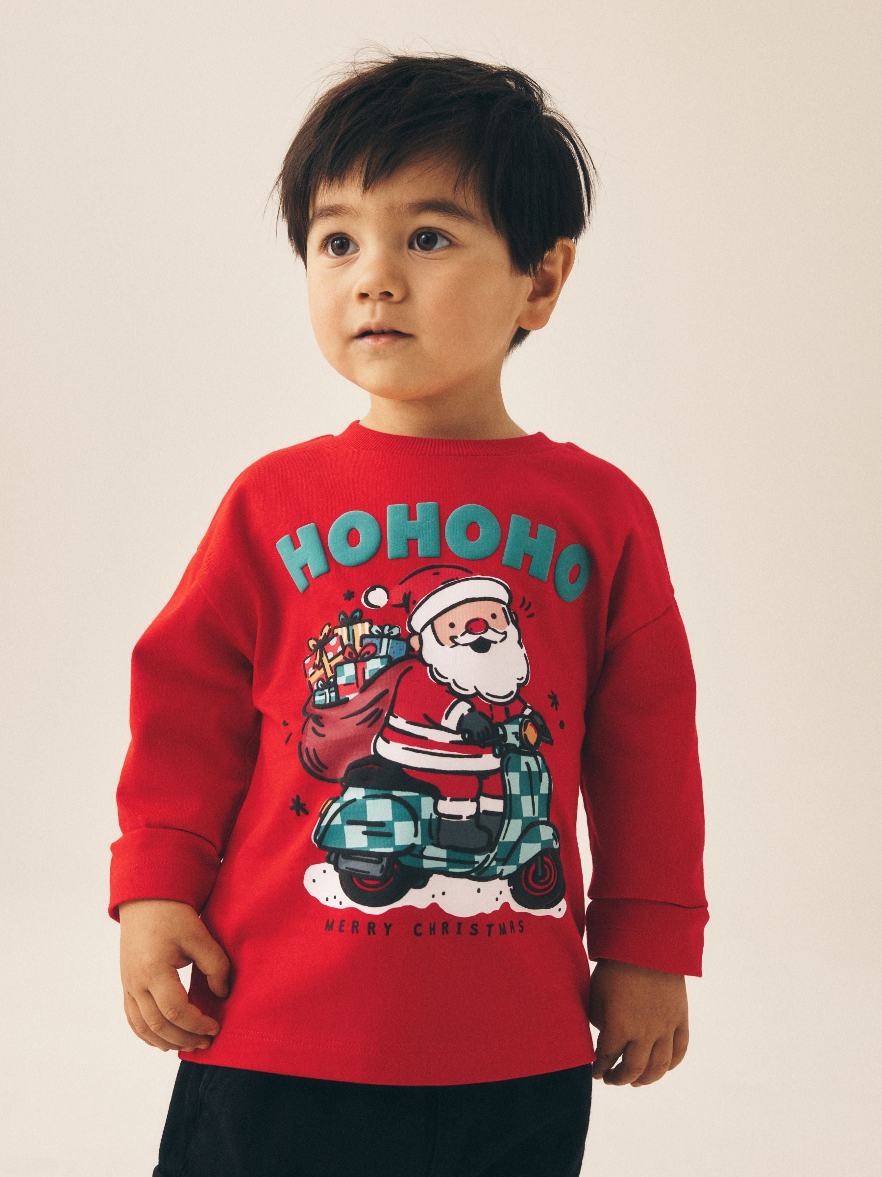 Dsiney Kidz - Red Santa Moped Long Sleeve Christmas T-Shirt (3mths-7yrs) image 1