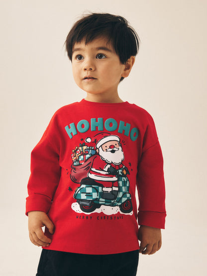 Dsiney Kidz - Red Santa Moped Long Sleeve Christmas T-Shirt (3mths-7yrs) image 1