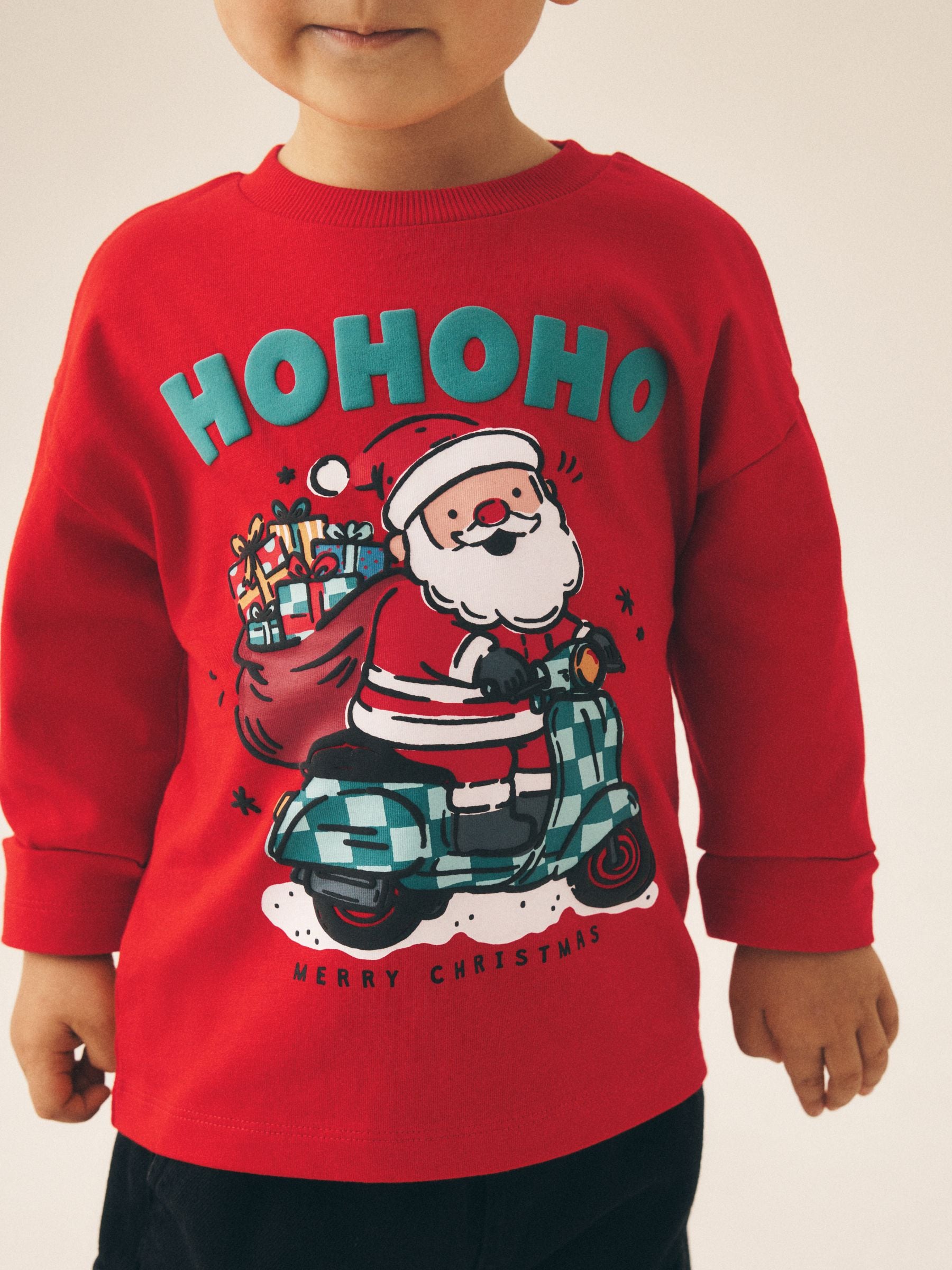 Dsiney Kidz - Red Santa Moped Long Sleeve Christmas T-Shirt (3mths-7yrs) image 2