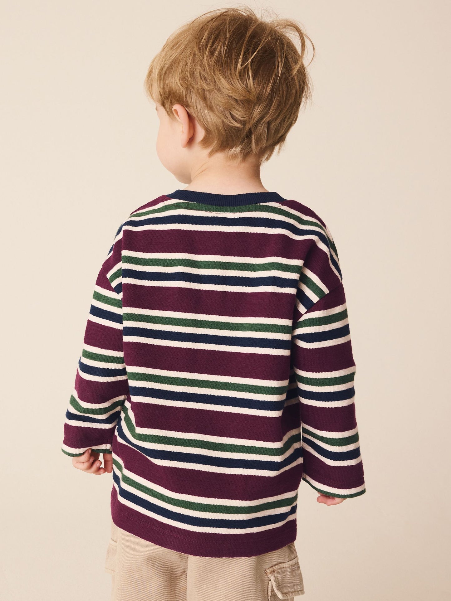 Dsiney Kidz - Berry/Navy Textured Sripe Long Sleeve Stripe T-Shirt (3mths-7yrs) image 2