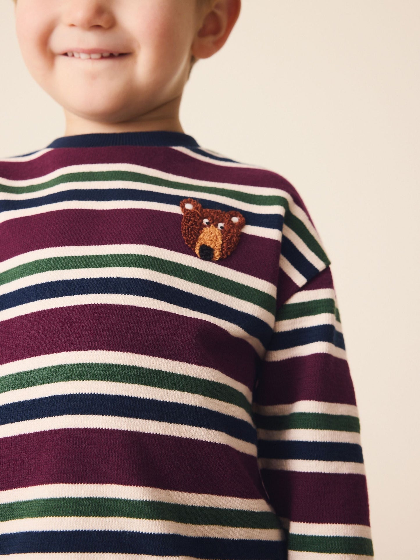 Dsiney Kidz - Berry/Navy Textured Sripe Long Sleeve Stripe T-Shirt (3mths-7yrs) image 4