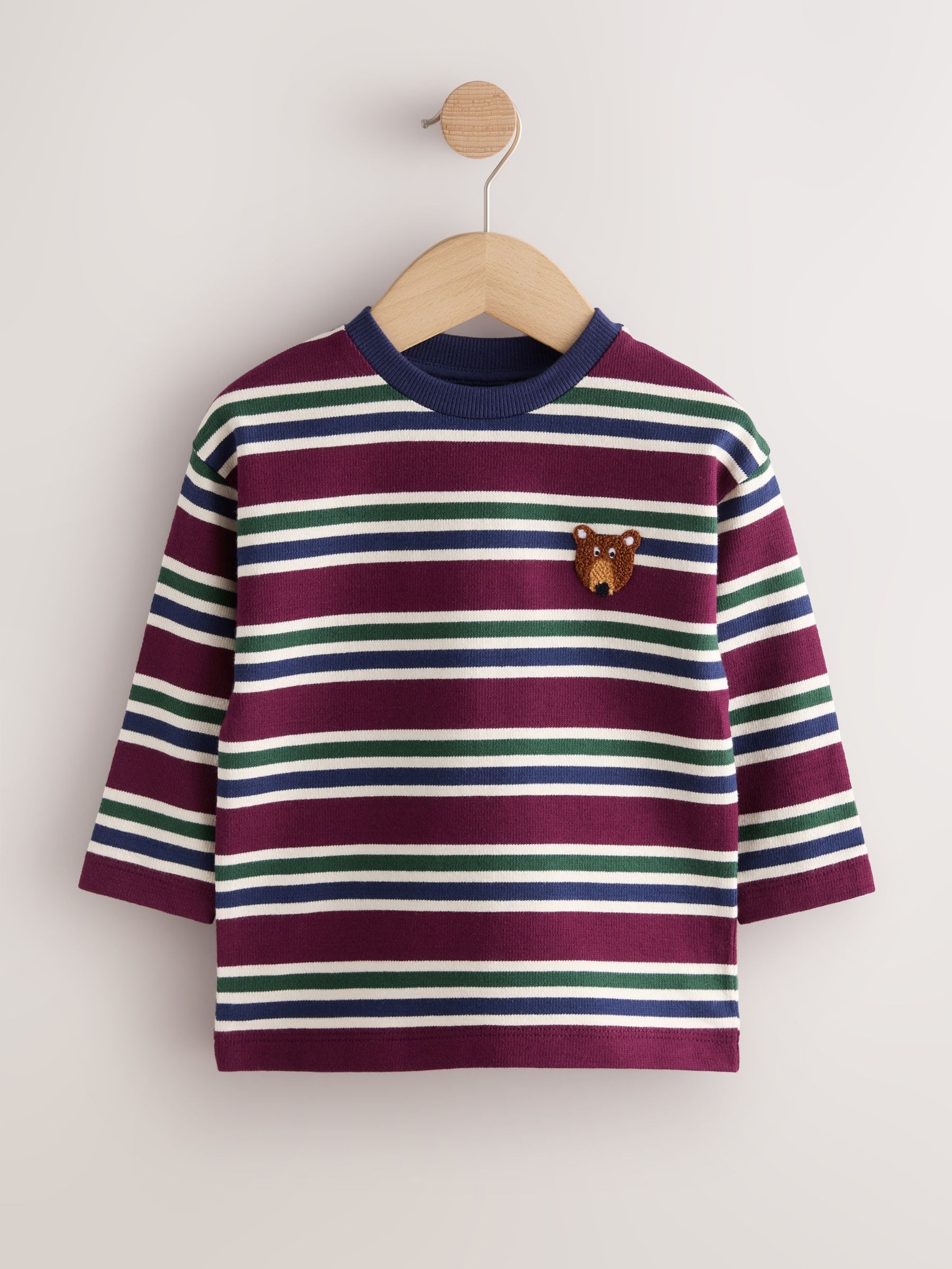 Dsiney Kidz - Berry/Navy Textured Sripe Long Sleeve Stripe T-Shirt (3mths-7yrs) image 5