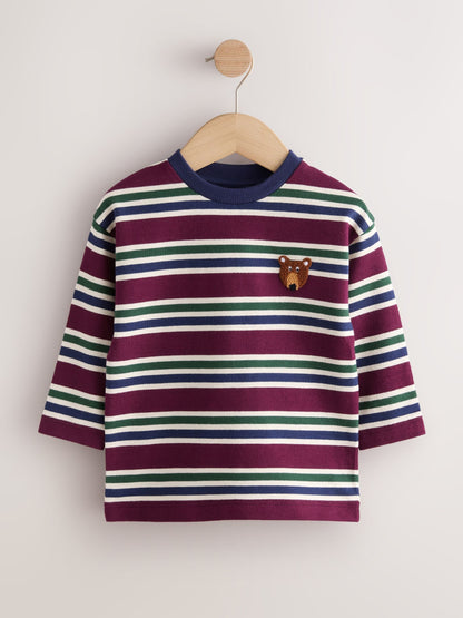Dsiney Kidz - Berry/Navy Textured Long Sleeve Stripe T-Shirt (3mths-7yrs) image 5