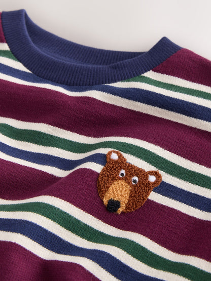 Dsiney Kidz - Berry/Navy Textured Sripe Long Sleeve Stripe T-Shirt (3mths-7yrs) image 7
