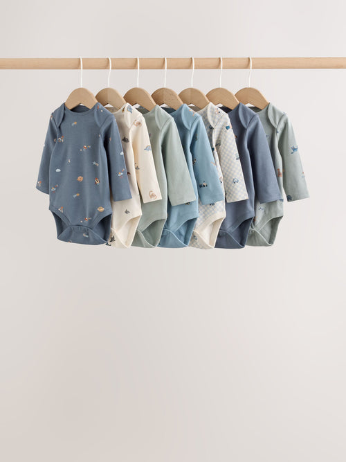 Dsiney Kidz - Blue Character Long Sleeve Baby Bodysuit 7 Pack image 1